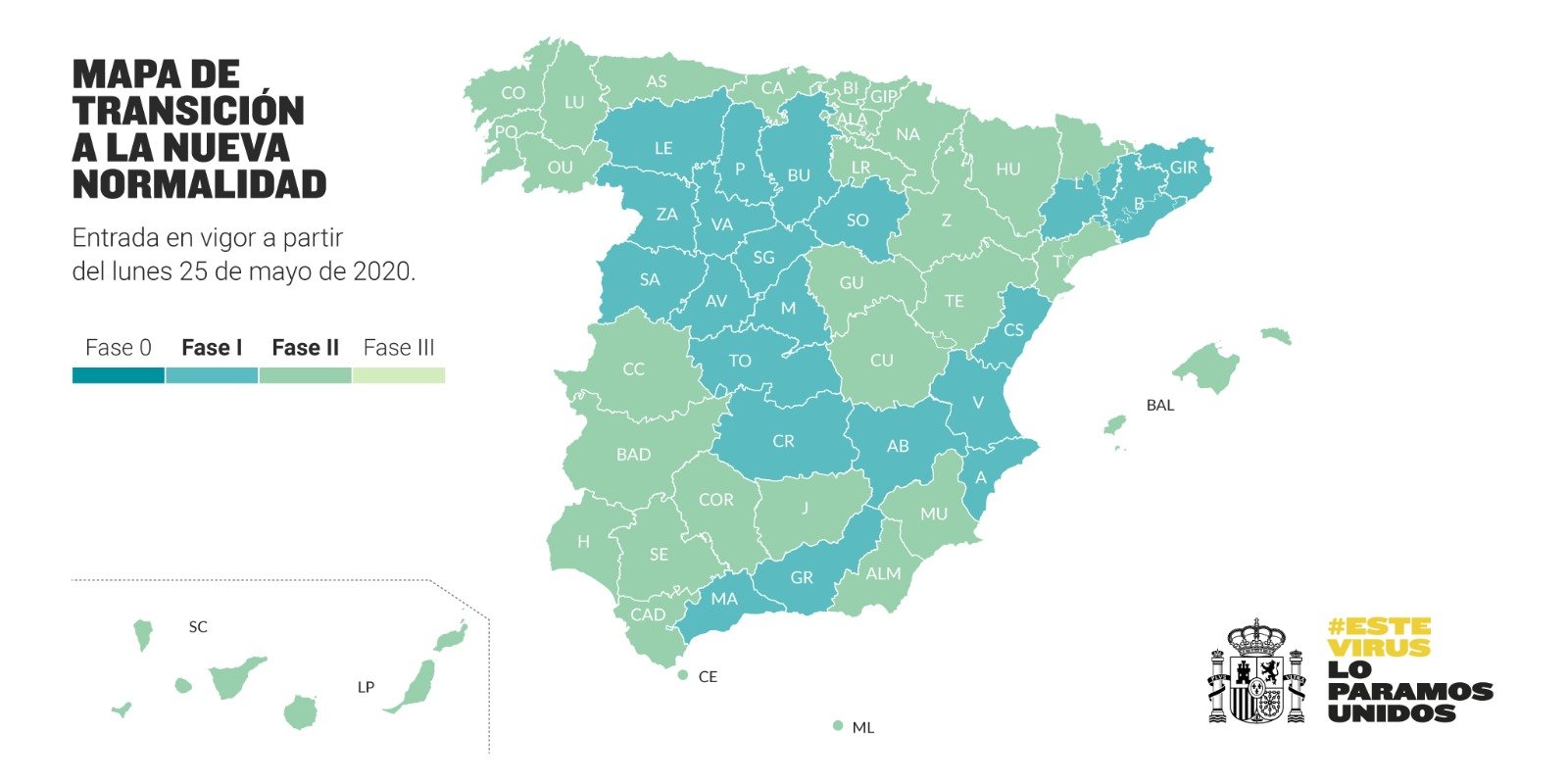Mapa español desescalada 25 de mayo