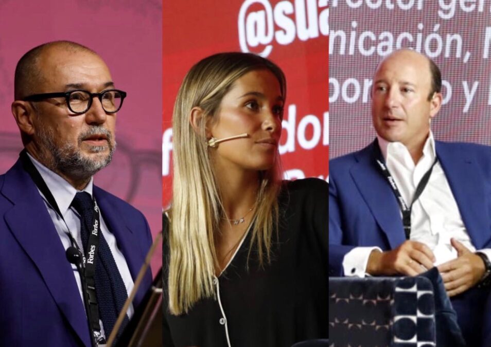 Andrés Rodríguez, presidente, editor y director de Forbes España; María Pombo, Cofundadora de Tipi Tent, Name The Brand y Suave Fest; y Juan Manuel Cendoya Méndez de Vigo, Vicepresidente de Banco Santander España y Director General de Comunicación, Marketing Corporativo y Estudios