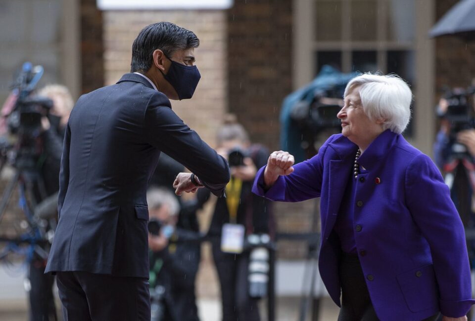 El Canciller de la Hacienda británico, Rishi Sunak, recibe en Londes a la secretaria del Tesoro de EEUU, Janet Yellen. HM Treasury (Flickr)