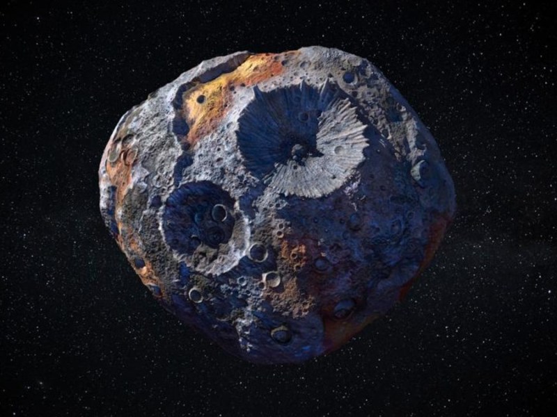 Concepto artístico del asteroide 16 Psyche. (Foto: Maxar/ASU/P.Rubin/NASA/JPL-Caltech)