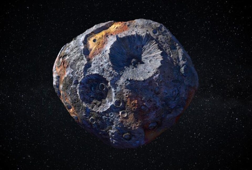 Concepto artístico del asteroide 16 Psyche. (Foto: Maxar/ASU/P.Rubin/NASA/JPL-Caltech)