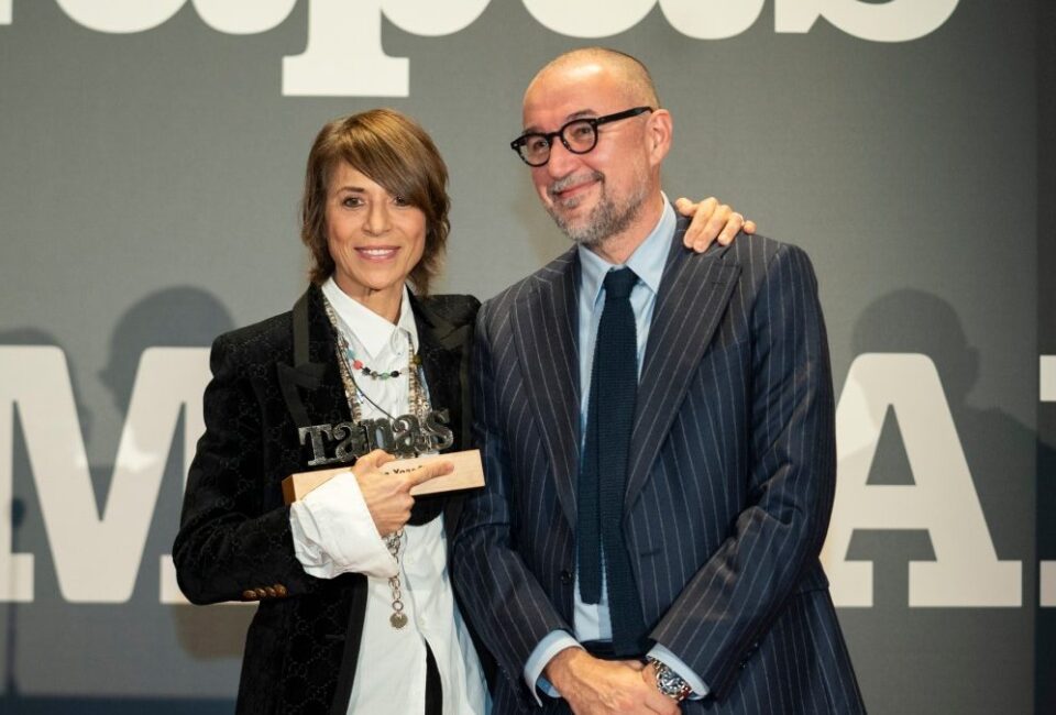 La chef francesa Dominique Crenn y Andrés Rodríguez, presidente de Spainmedia y editor y director de 'Tapas Magazine'. (Foto: Lucía Vargas)