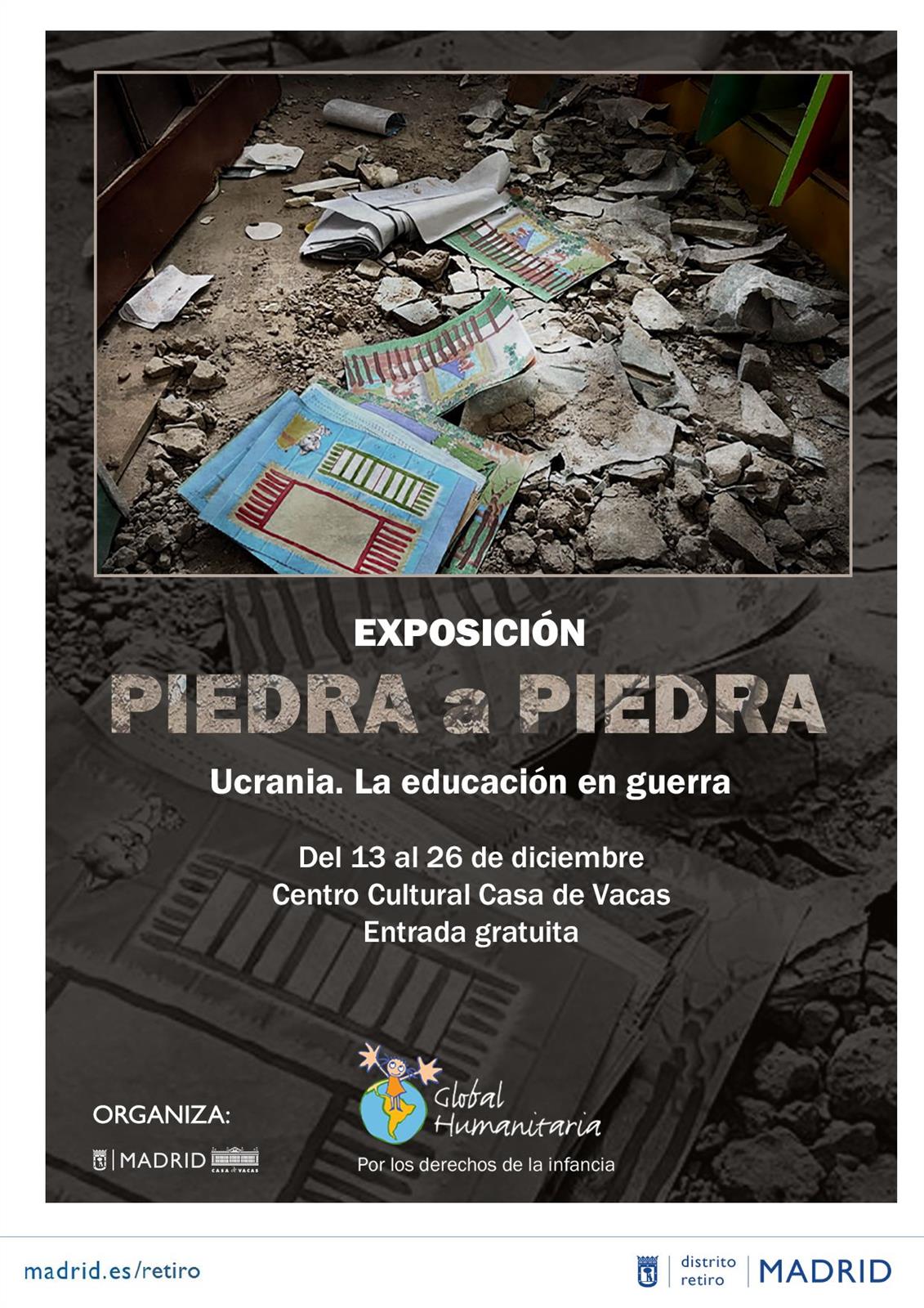 Global Humanitaria presenta Piedra a Piedra, muestra sobre el impacto de la guerra de Ucrania en la escuela