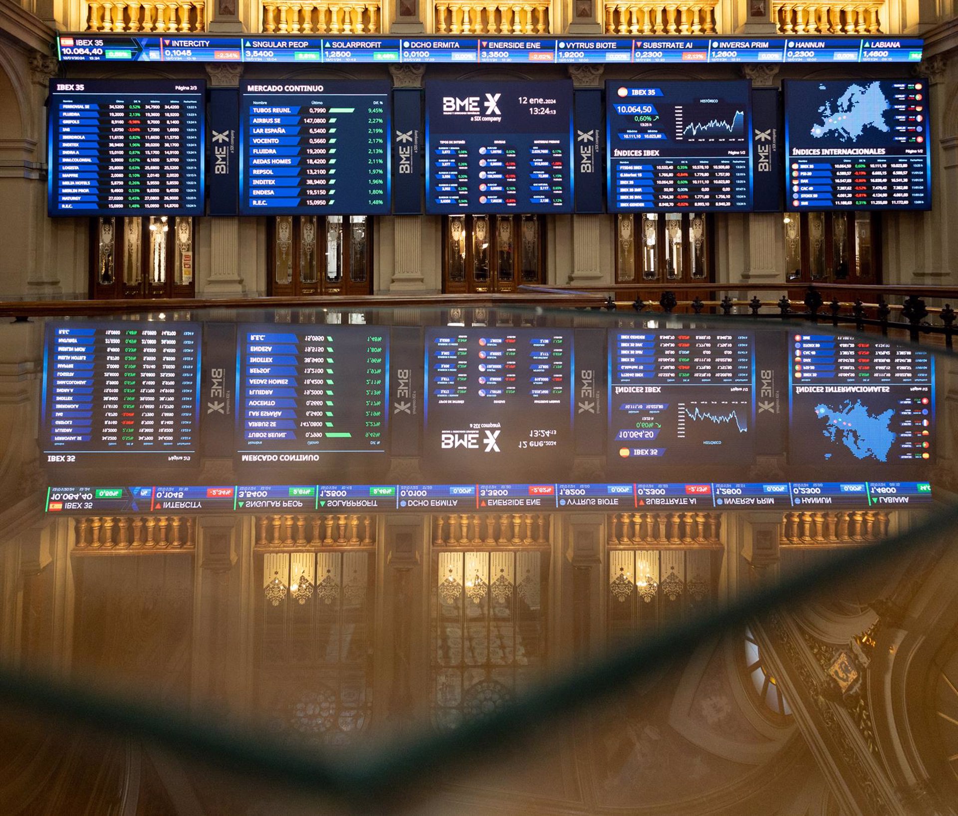 El Ibex 35 cede un 0,15% al mediodía y cae por debajo de los 11.100 puntos en una jornada de transición