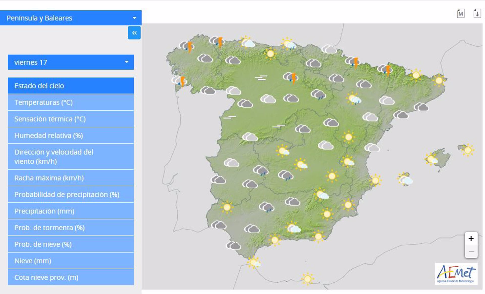 La inestabilidad dominará el norte peninsular con precipitacioness fuertes en Cataluña y temperaturas sin cambios