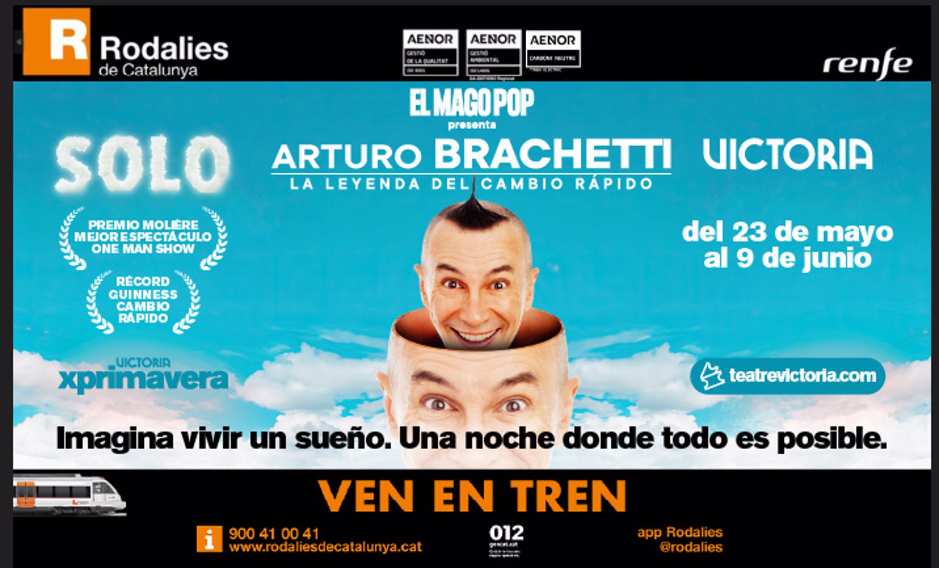 Renfe colabora en la difusión del espectáculo ‘Solo’ del Mago Pop en el Teatre Victòria