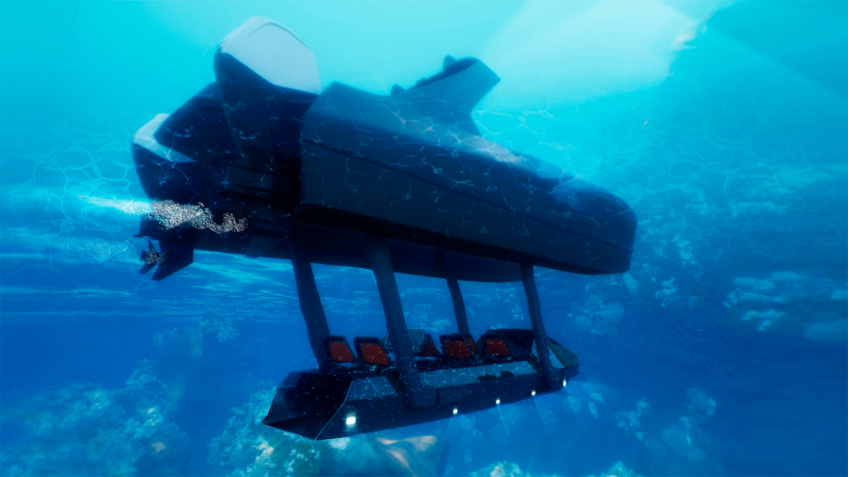 Este nuevo catamarán eléctrico de Platypus Craft tiene 8,5 metros y una cápsula que se sumerge bajo el agua