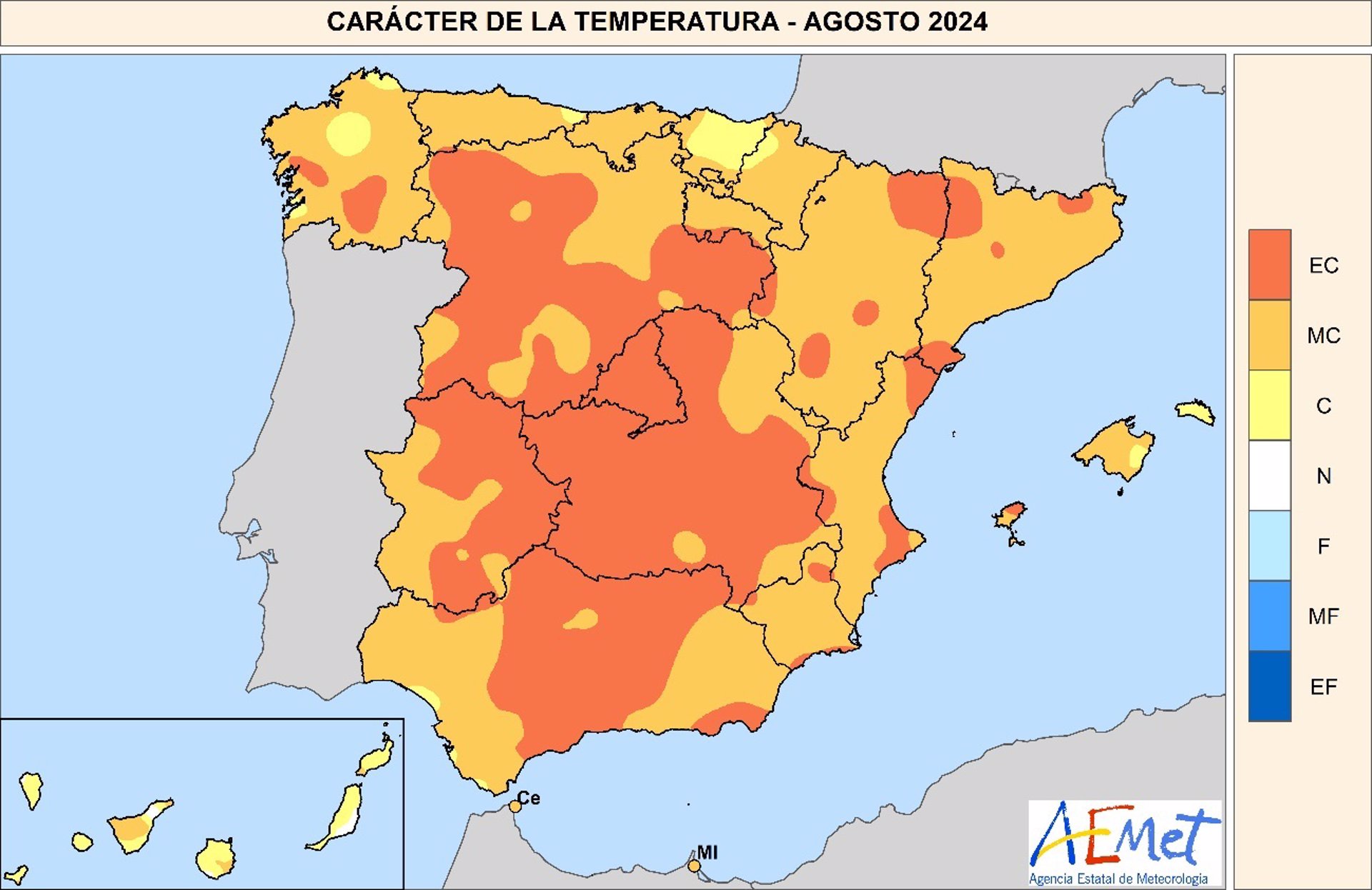Agosto de 2024 fue el más cálido en España desde 1961 con una temperatura media de 25ºC