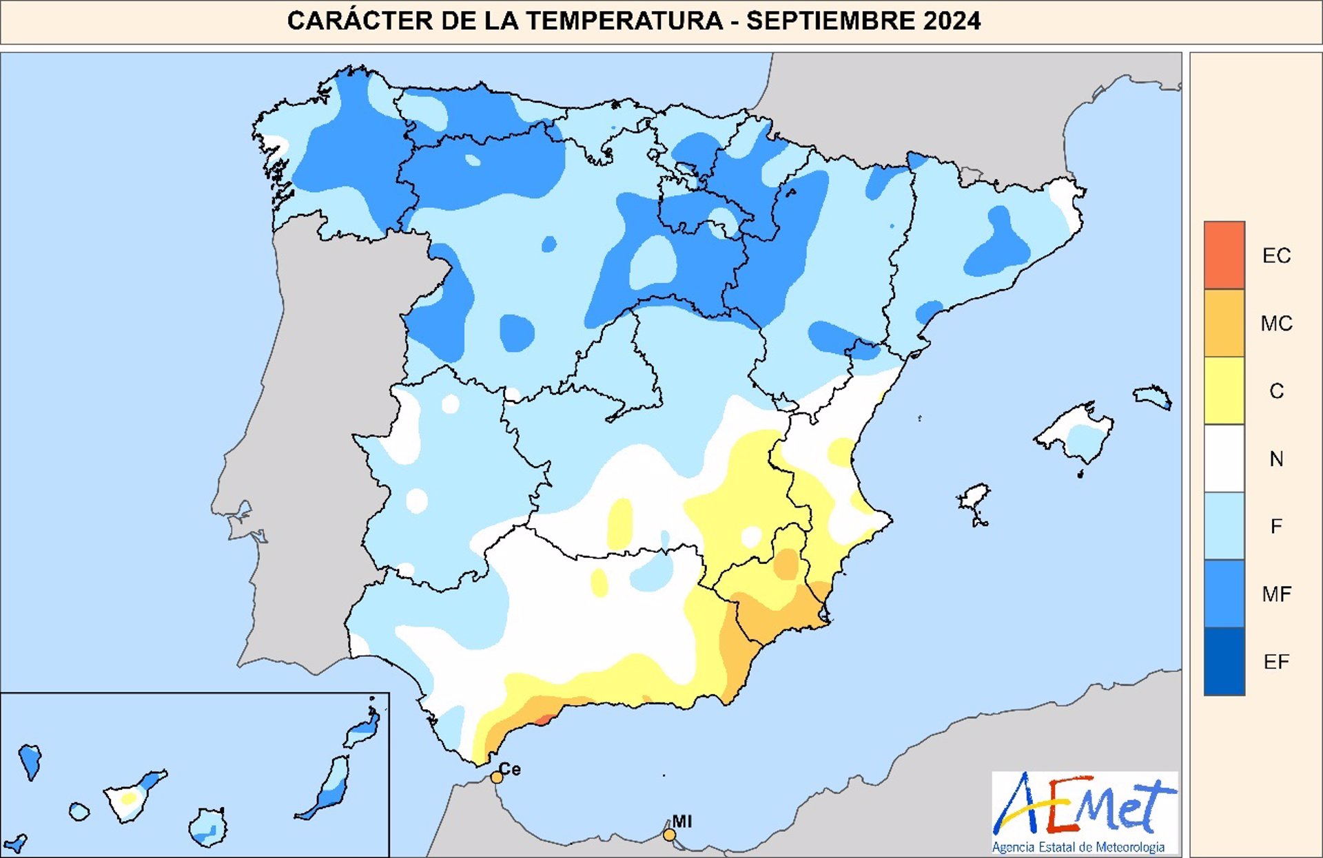 El pasado septiembre fue el más frío desde 2015, con una temperatura media 0,5ºC por debajo de la media