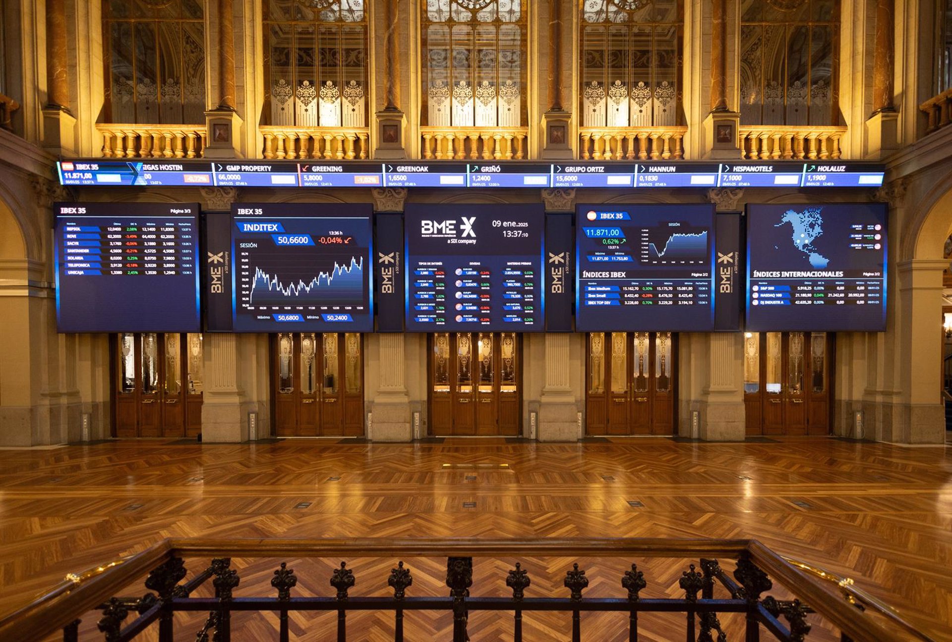 El Ibex 35 avanza un 0,3% en la media sesión y permanece en los 13.500 enteros