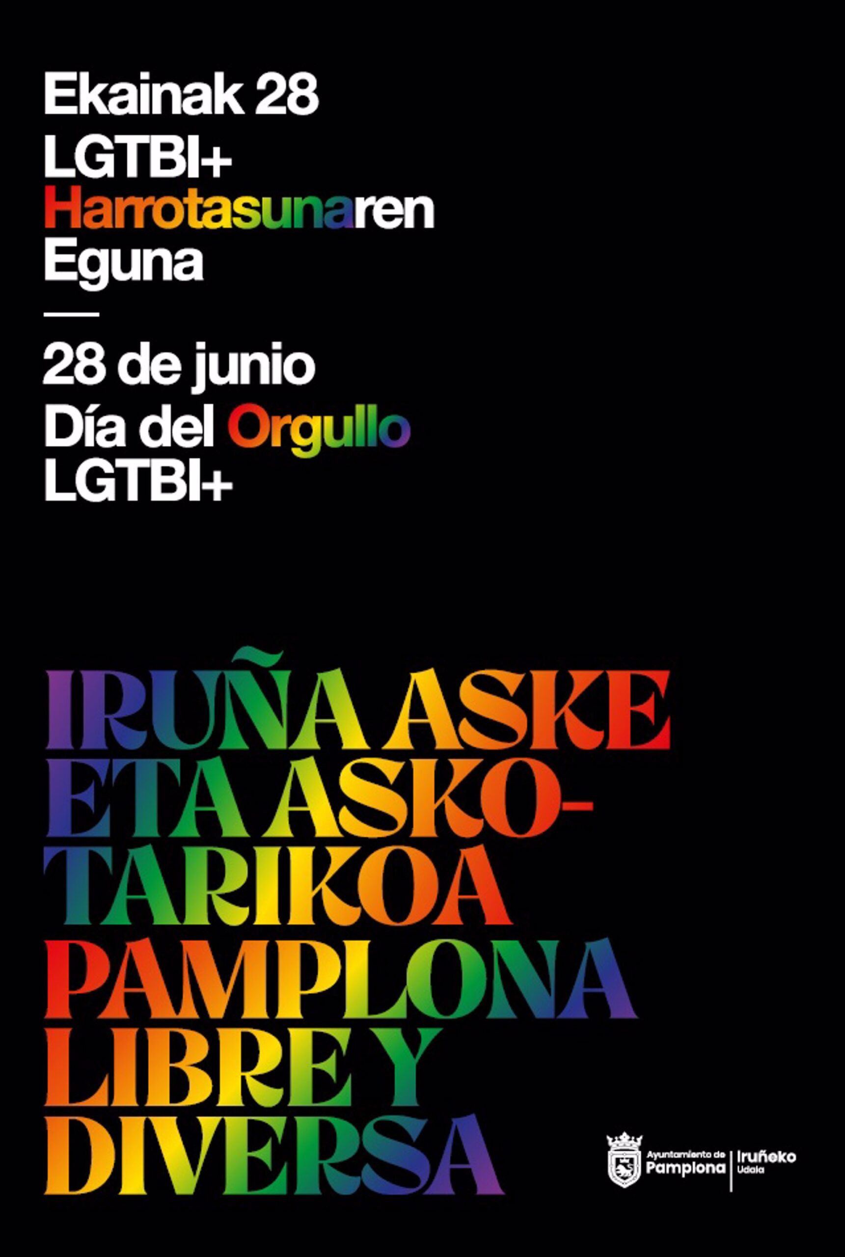 Talleres, música, bertsos, teatro, ciencia o deporte para conmemorar en junio el Día del Orgullo LGTBI+ en Pamplona