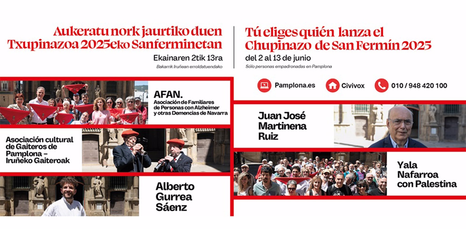 Récord de participación en la votación para elegir al lanzador del Chupinazo 2025, con más de 17.543 votos registrados