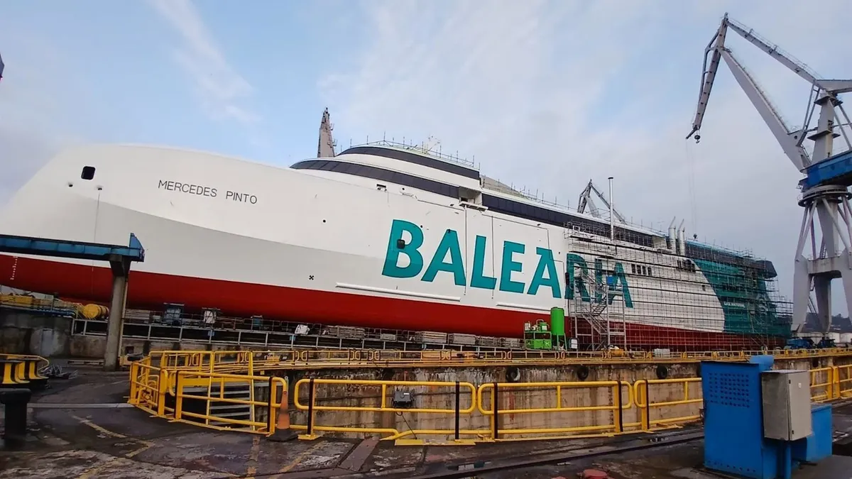 Baleària botará su tercer ‘fast ferry’ a gas natural Mercedes Pinto el 19 de septiembre desde Gijón