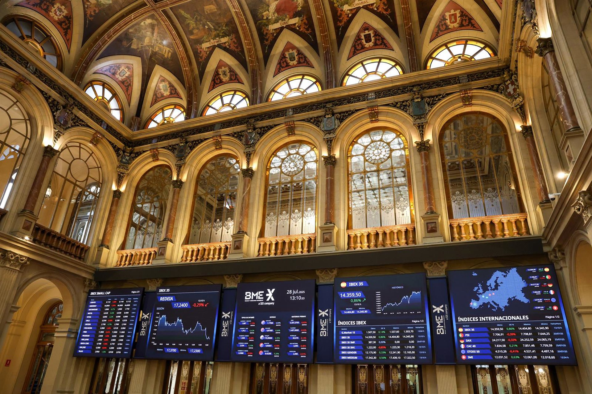 El Ibex 35 cede un 1% en la media sesión y cae hasta los 15.000 con Sabadell como líder de los descensos