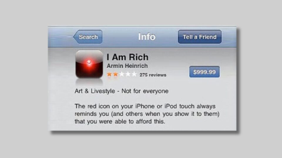 De cuando se lanzó la app ‘I Am Rich’ de 1.000 dólares que no hacía nada y solo servía para presumir de poder adquisitivo