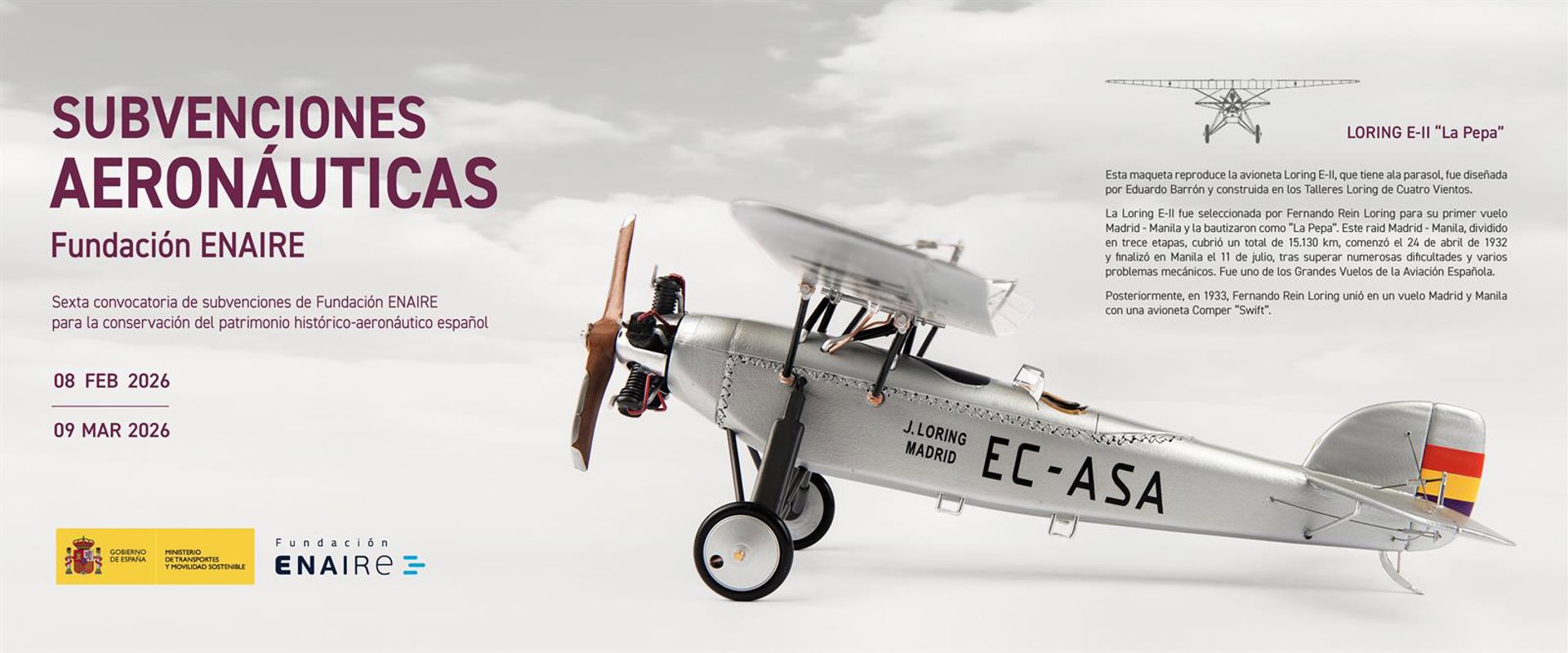 Fundación Enaire convoca subvenciones por 168.000 euros para conservar el patrimonio aeronáutico español