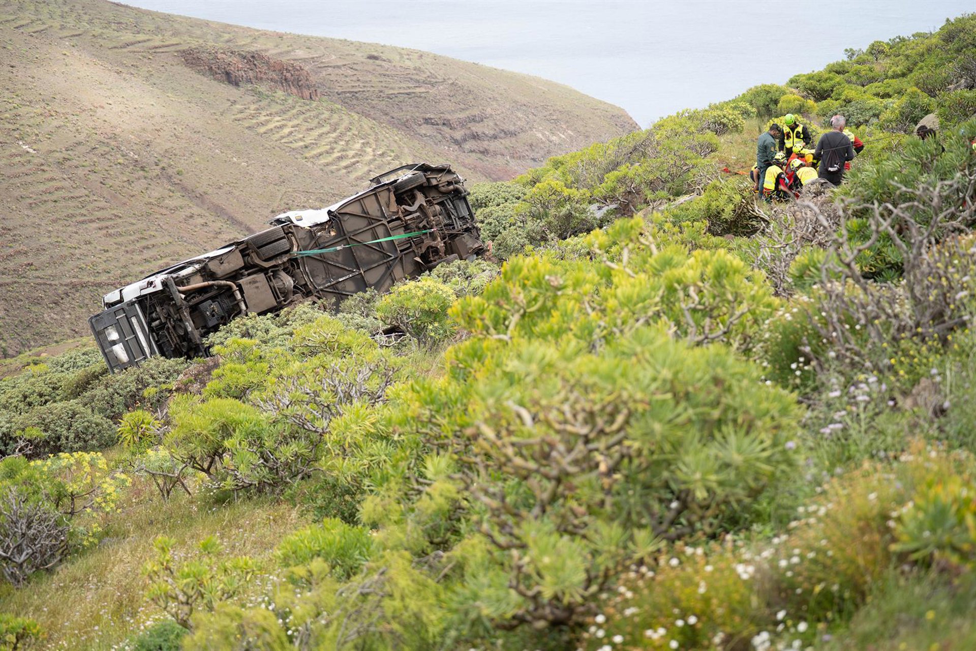 Estables los cuatro heridos que permanecen ingresados tras el accidente de autobús de este viernes en La Gomera