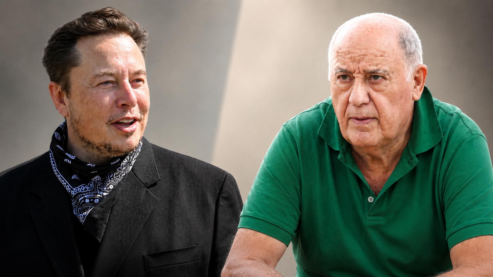 Montaje de Elon Musk y Amancio Ortega creado con IA.