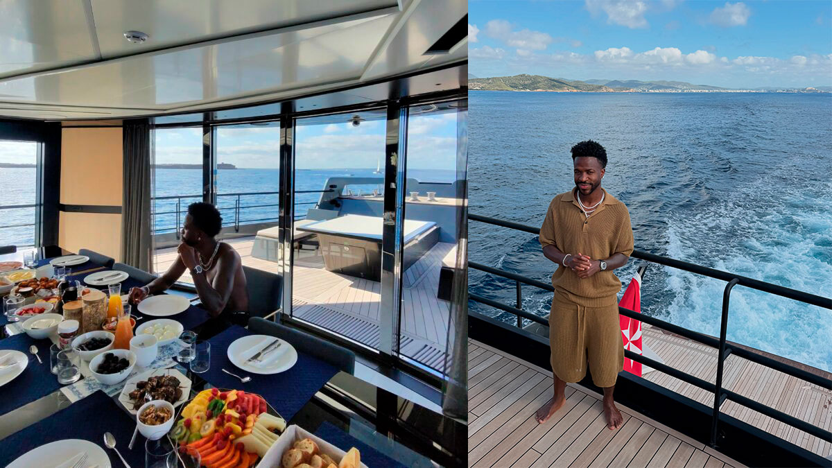 Todo sobre el megayate de casi 17 millones de euros con el que Vinícius ha navegado en Ibiza